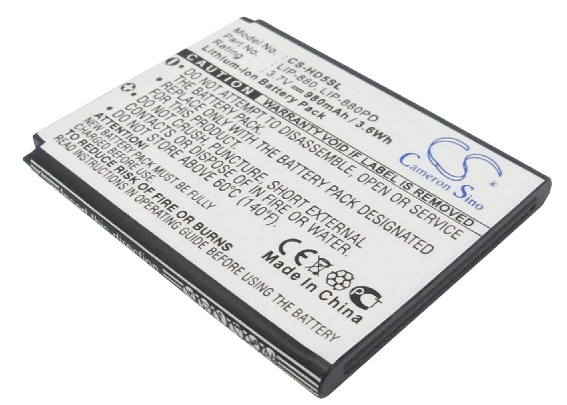 3.7V, 980mAh, Li-ion Battery fits Sony, Atrac Ad, Nw-hd5, 3.626Wh