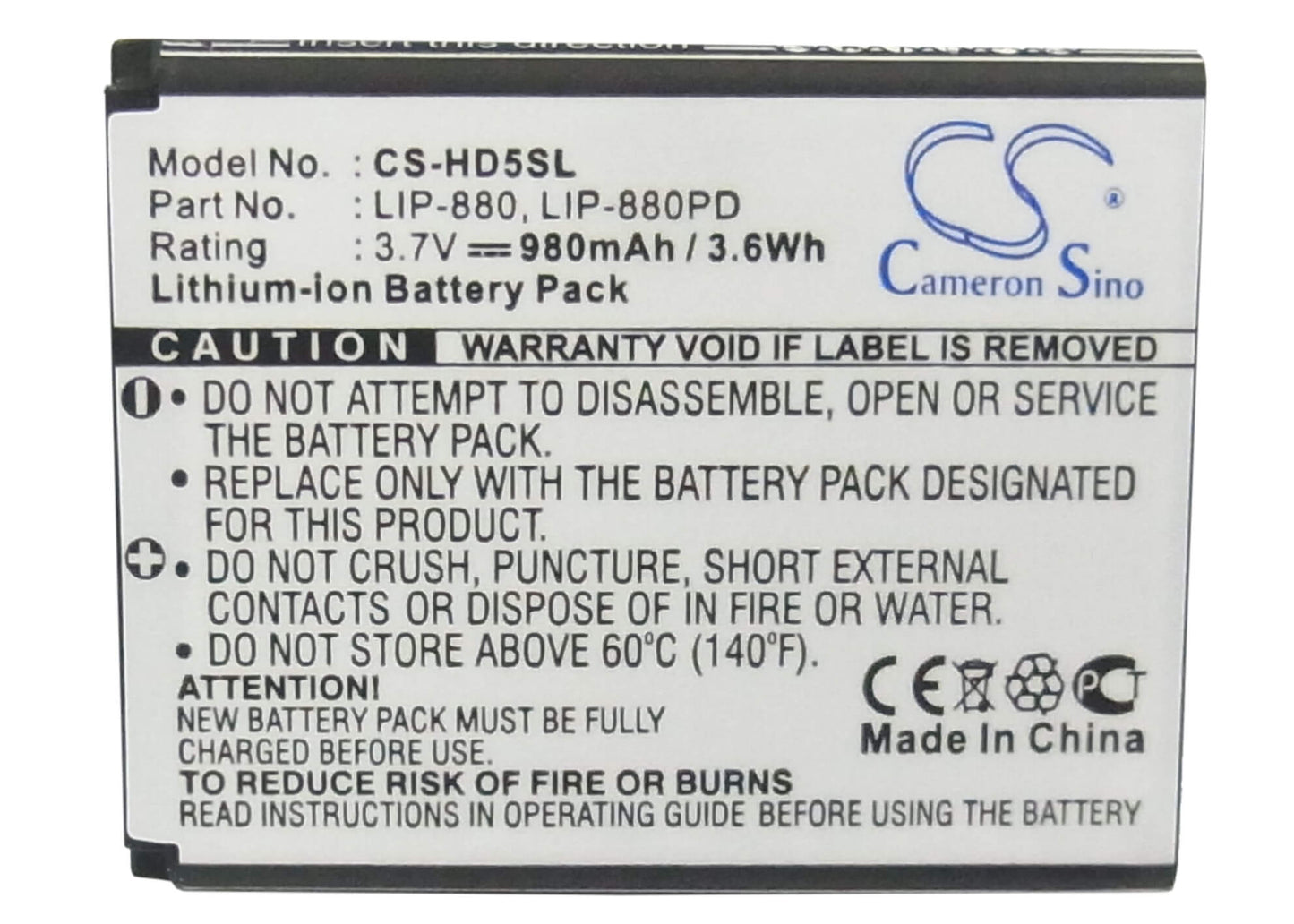 3.7V, 980mAh, Li-ion Battery fits Sony, Atrac Ad, Nw-hd5, 3.626Wh
