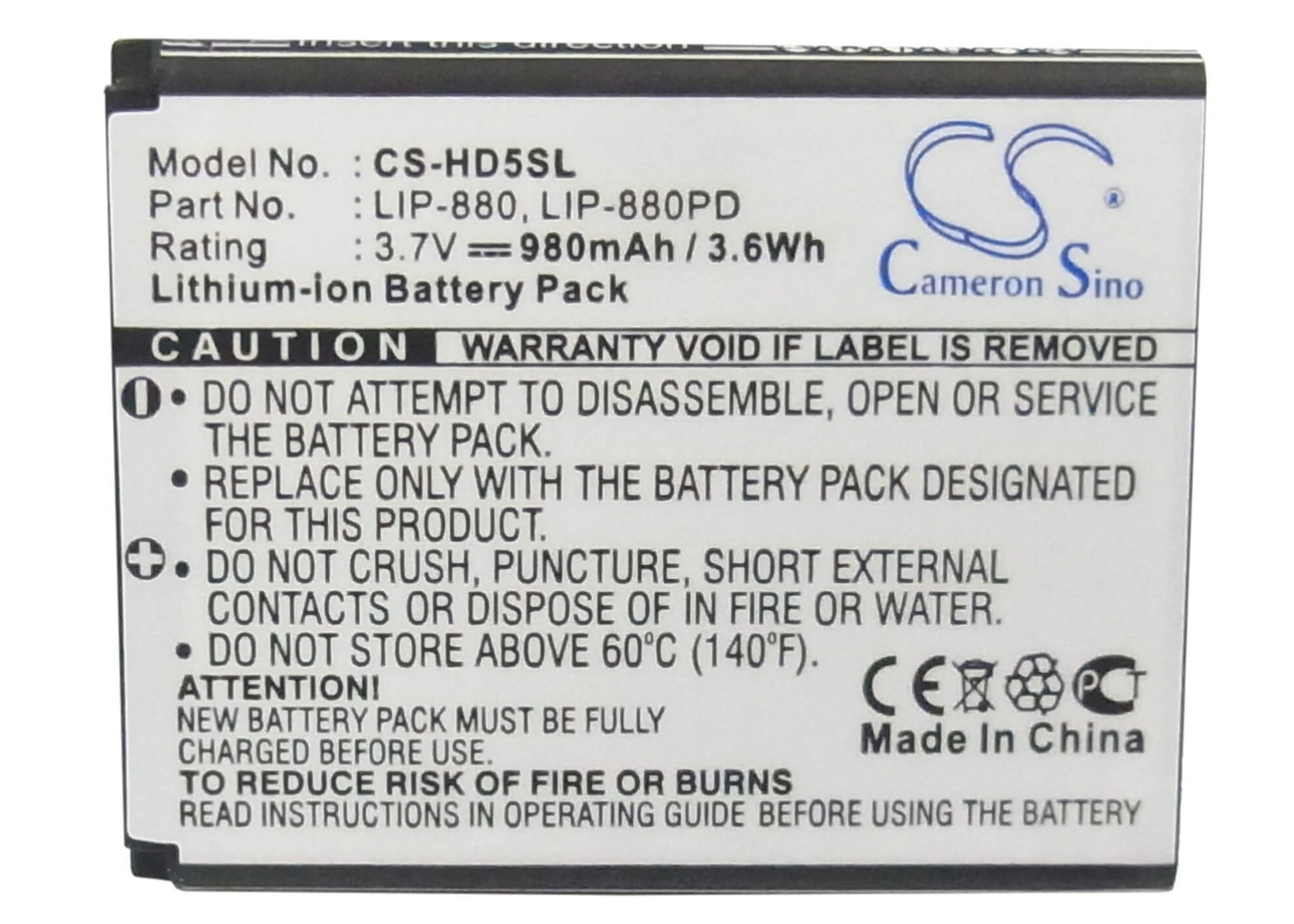 3.7V, 980mAh, Li-ion Battery fits Sony, Atrac Ad, Nw-hd5, 3.626Wh