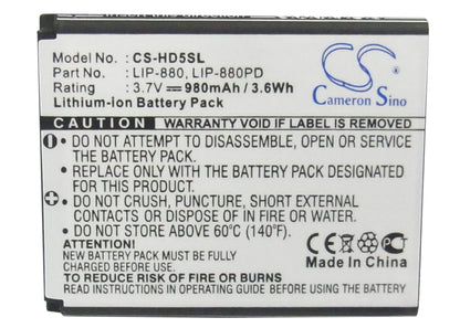 3.7V, 980mAh, Li-ion Battery fits Sony, Atrac Ad, Nw-hd5, 3.626Wh