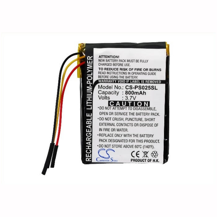 3.7V, 800mAh, Li-Polymer Battery fits Philips, Gogear Sa6015, Gogear Sa6025, 2.96Wh