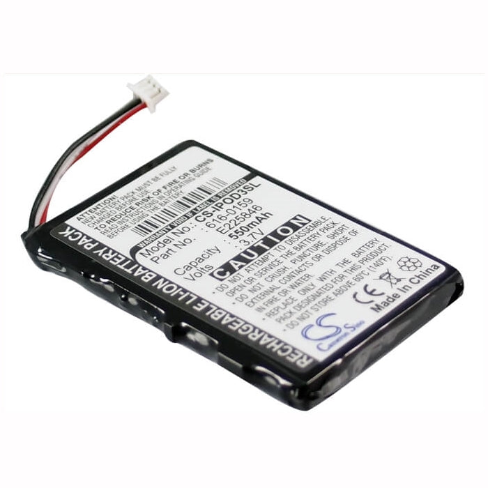 3.7V, 550mAh, Li-ion Battery fits Apple, Ipod 10gb M8976ll/a, Ipod 15gb M9460ll/a, 2.035Wh