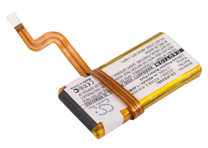 3.7V, 450mAh, Li-Polymer Battery fits Apple, Ipod Classic 120gb, Ipod Classic 6th Gen A1238 80g, 1.665Wh