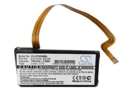 3.7V, 700mAh, Li-ion Battery fits Microsoft, Js8-00003, Zune 1089, 2.59Wh