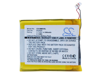 3.7V, 580mAh, Li-Polymer Battery fits Samsung, Yp-s3aw, Yp-s3aw/xsh, 2.146Wh