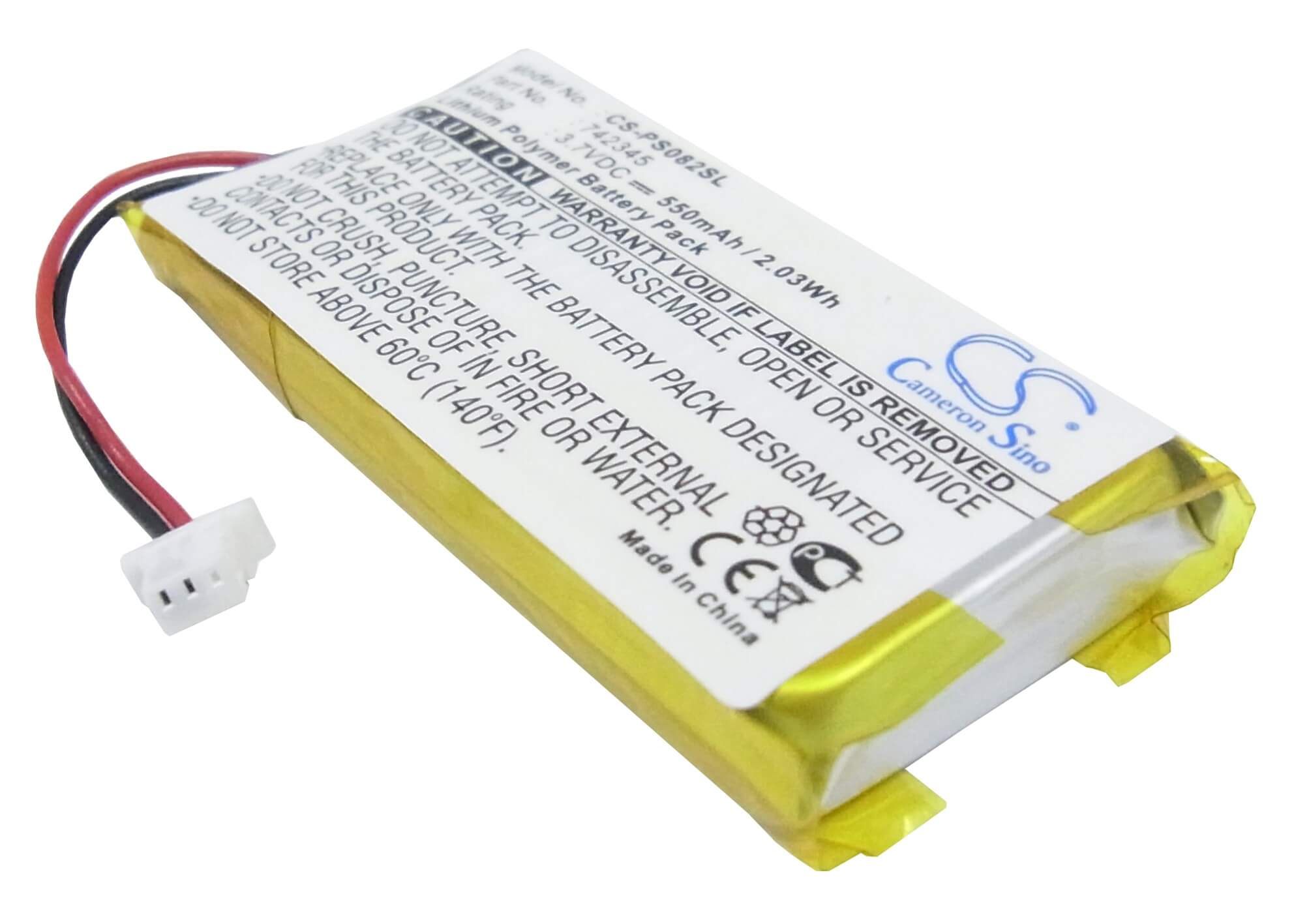 3.7V, 550mAh, Li-Polymer Battery fits Philips, Gogear Hdd082/17 2gb, 2.035Wh