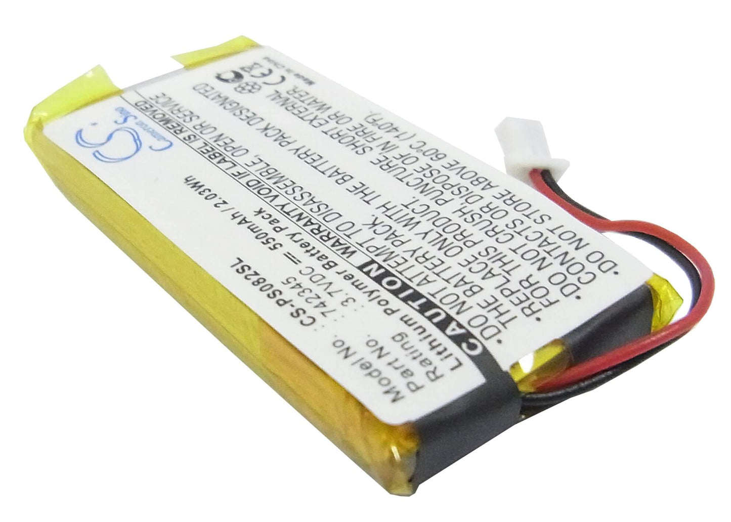 3.7V, 550mAh, Li-Polymer Battery fits Philips, Gogear Hdd082/17 2gb, 2.035Wh