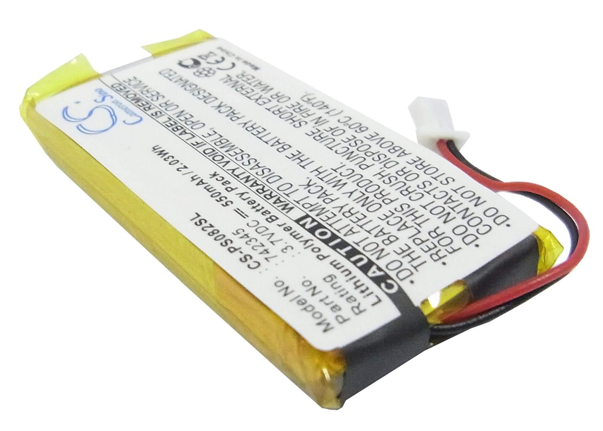 3.7V, 550mAh, Li-Polymer Battery fits Philips, Gogear Hdd082/17 2gb, 2.035Wh