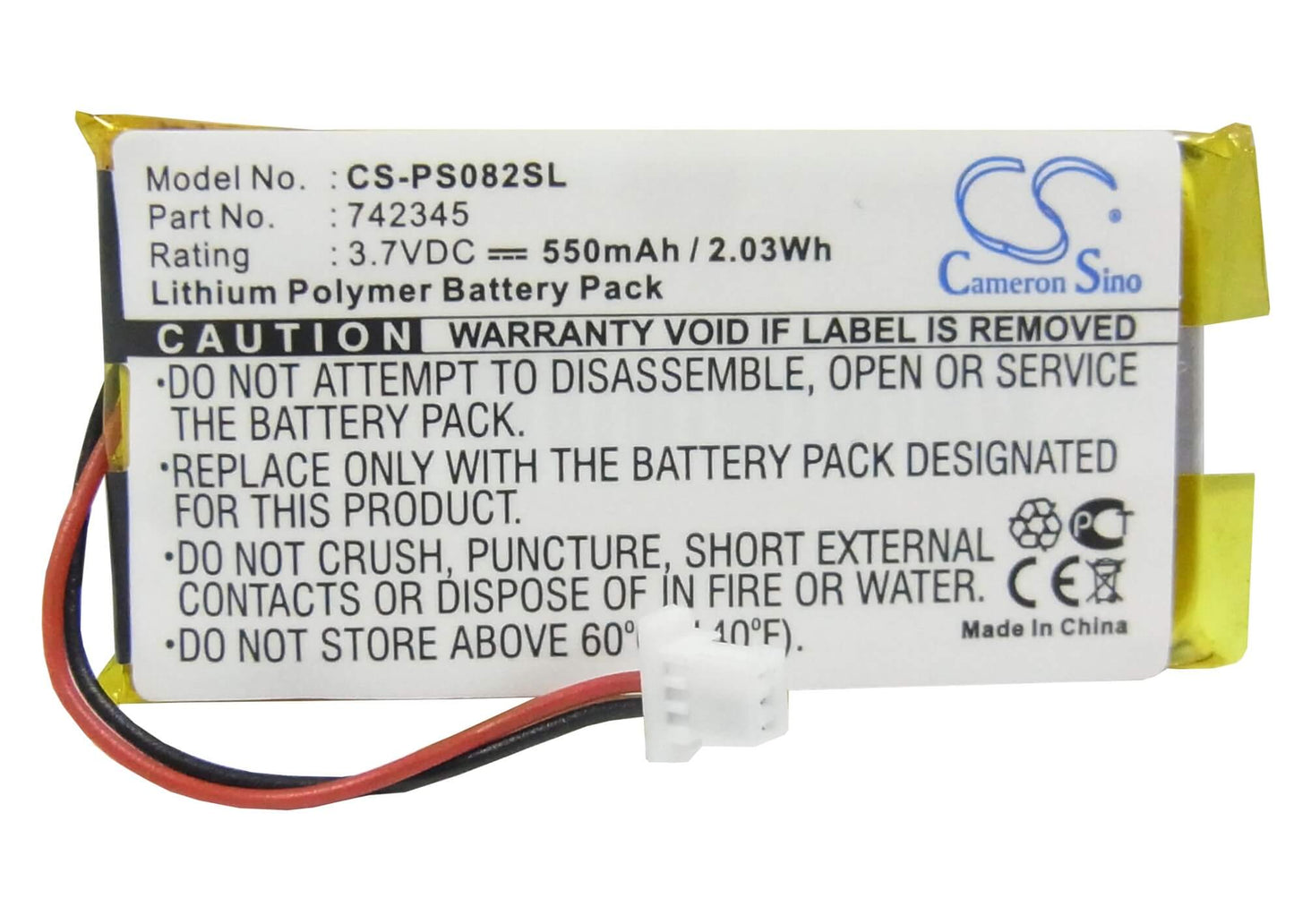 3.7V, 550mAh, Li-Polymer Battery fits Philips, Gogear Hdd082/17 2gb, 2.035Wh
