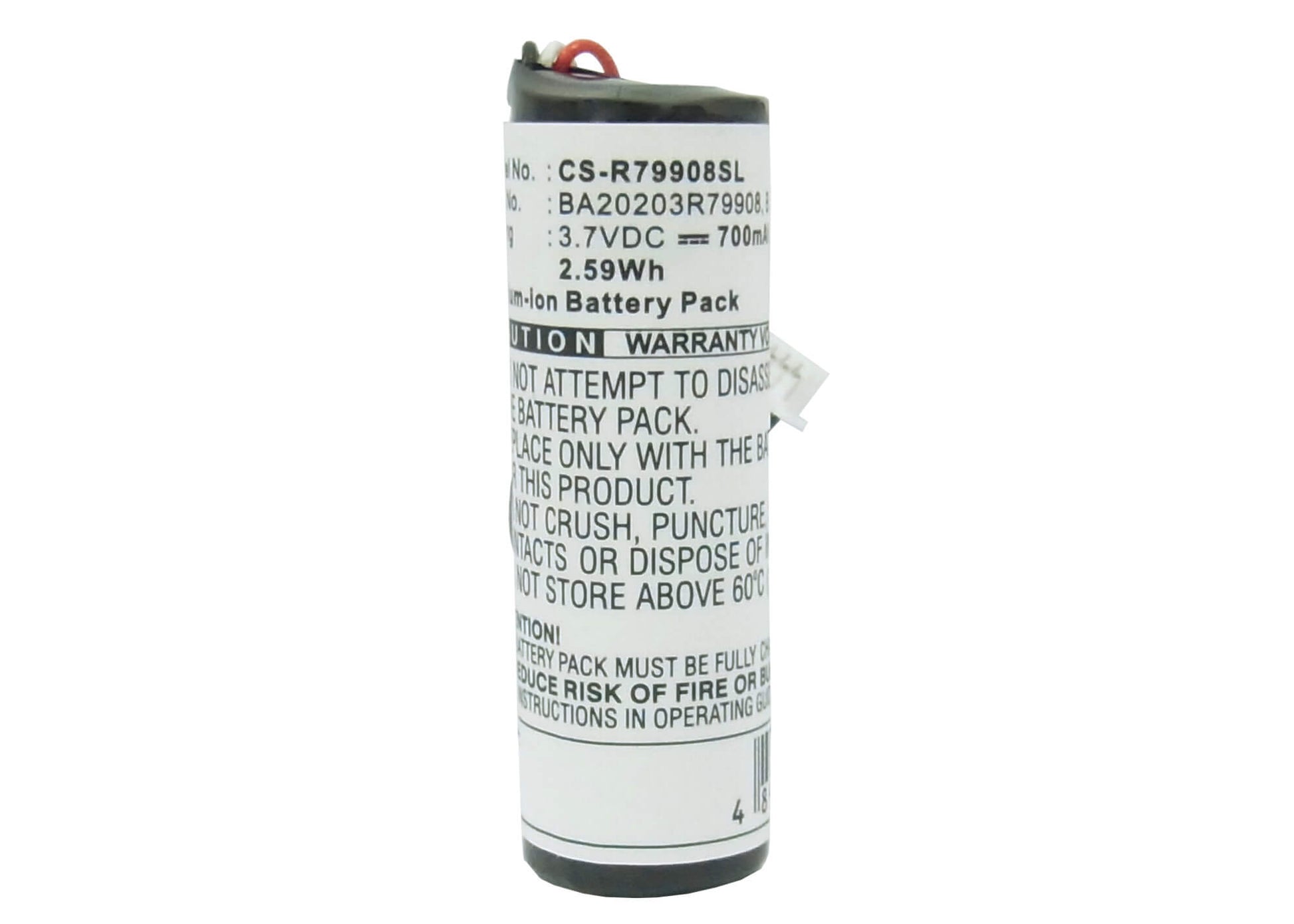 3.7V, 700mAh, Li-ion Battery fits Creative, Zen 20gb, 2.59Wh