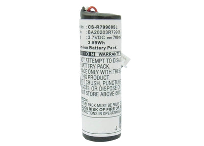3.7V, 700mAh, Li-ion Battery fits Creative, Zen 20gb, 2.59Wh