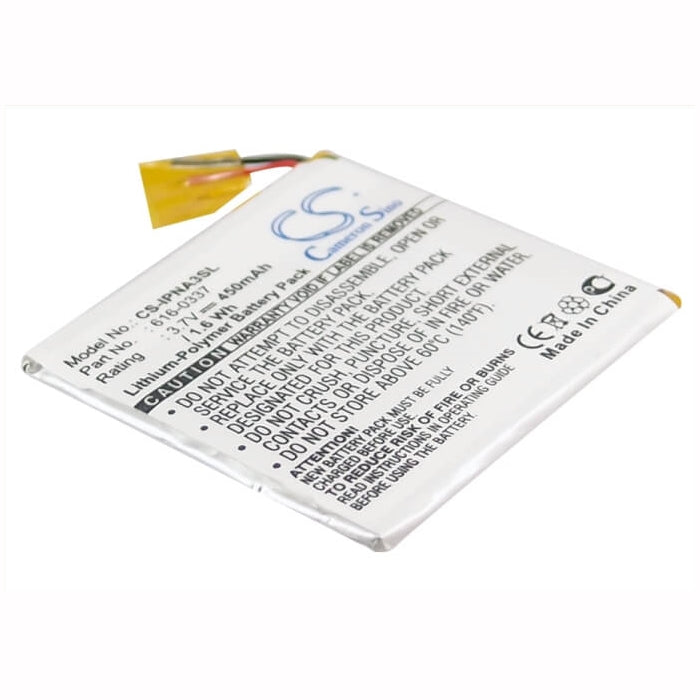 3.7V, 450mAh, Li-Polymer Battery fits Apple, Ipod Nano 3rd 4gb, Ipod Nano 3rd 8gb, 1.665Wh
