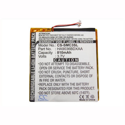 3.7V, 810mAh, Li-Polymer Battery fits Samsung, Yp-cp3, Yp-cp3ab/xsh (4g), 2.997Wh