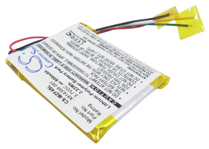 3.7V, 600mAh, Li-Polymer Battery fits Microsoft, Zune 16gb, Zune 4g, 2.22Wh