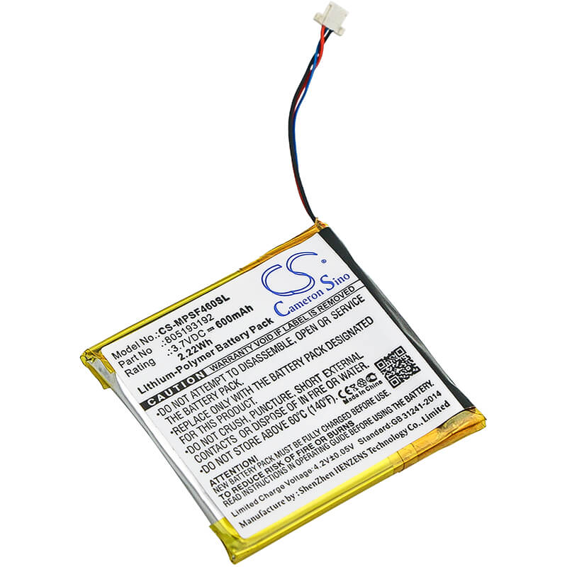 3.7V, 600mAh, Li-Polymer Battery fits Sandisk, Sansa Smdx10r-8192k-p70, Sansa View, 2.22Wh