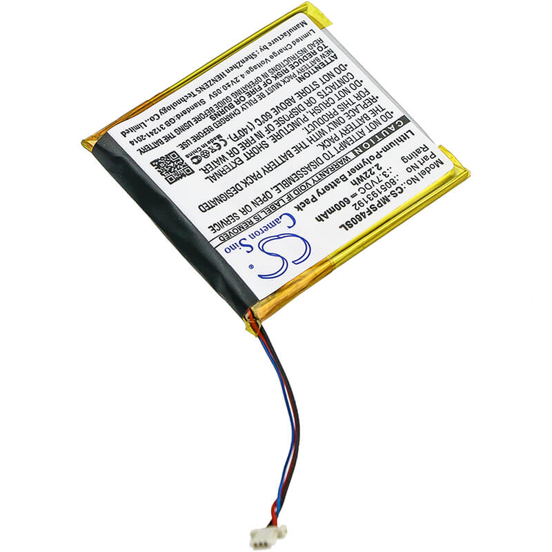 3.7V, 600mAh, Li-Polymer Battery fits Sandisk, Sansa Smdx10r-8192k-p70, Sansa View, 2.22Wh