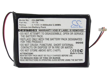 3.7V, 800mAh, Li-ion Battery fits Samsung, Yp-t8, 2.96Wh