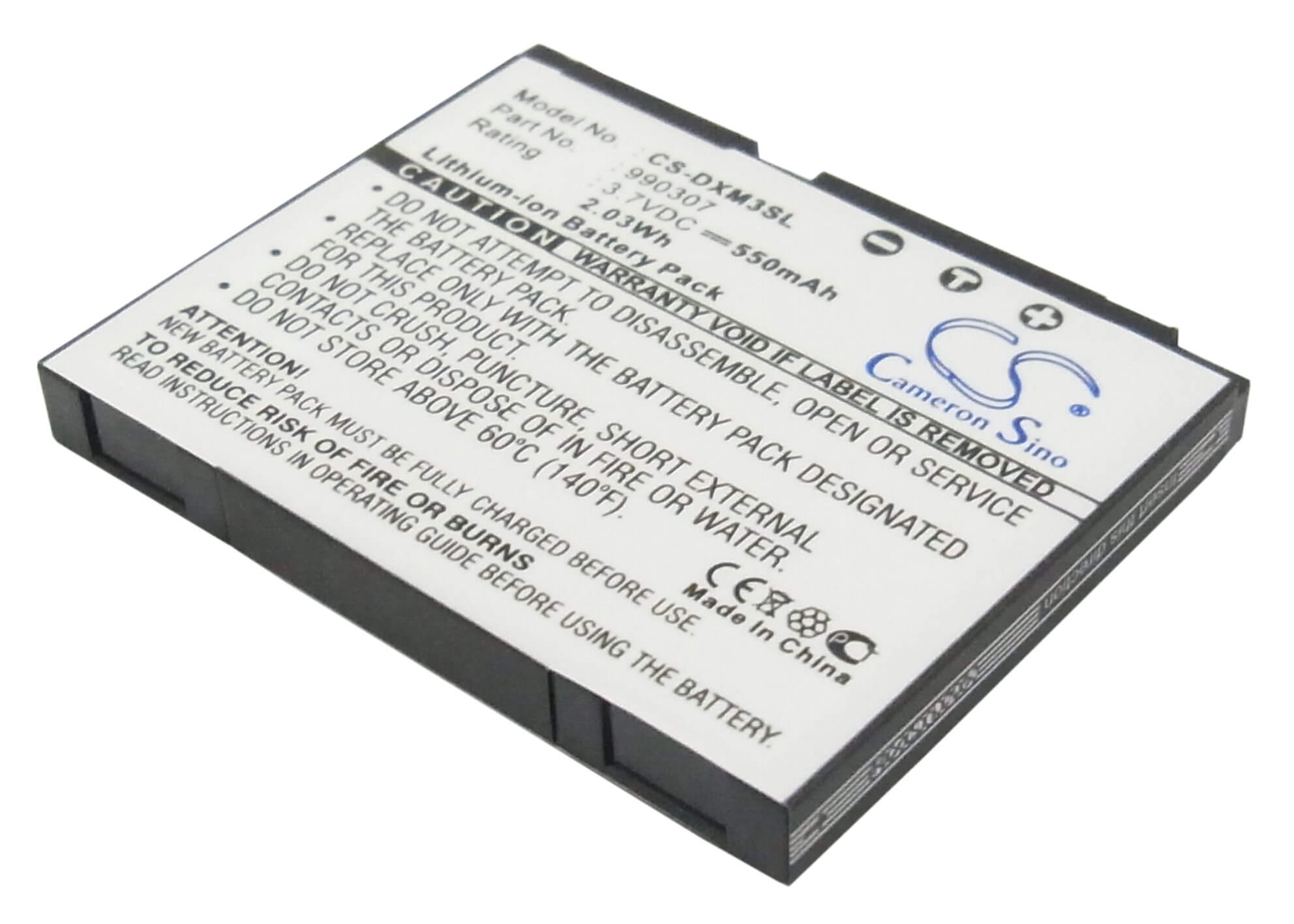3.7V, 550mAh, Li-ion Battery fits Delphi, Sa10225, Xm Skyfi 3, 2.035Wh