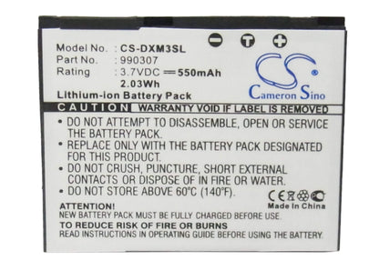 3.7V, 550mAh, Li-ion Battery fits Delphi, Sa10225, Xm Skyfi 3, 2.035Wh