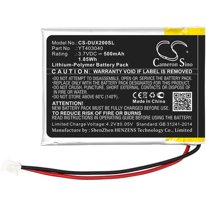 3.7V, 500mAh, Li-Polymer Battery fits Xduoo, X2, 1.85Wh