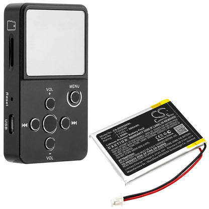 3.7V, 500mAh, Li-Polymer Battery fits Xduoo, X2, 1.85Wh