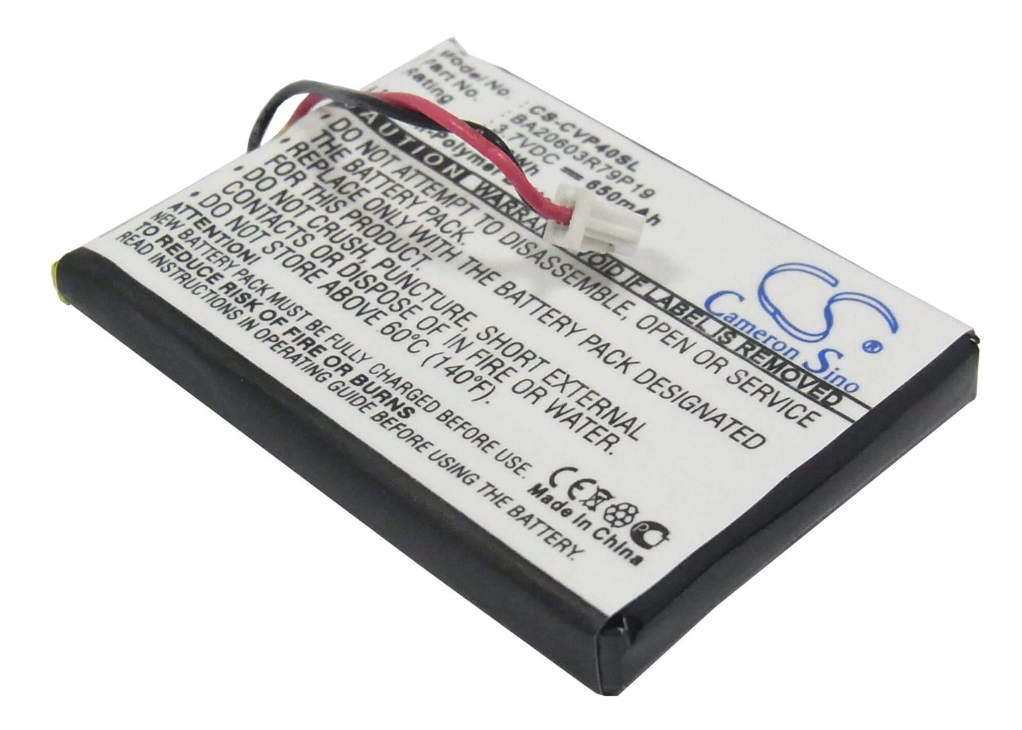 3.7V, 650mAh, Li-Polymer Battery fits Creative, Dap-fl0040, V, 2.405Wh