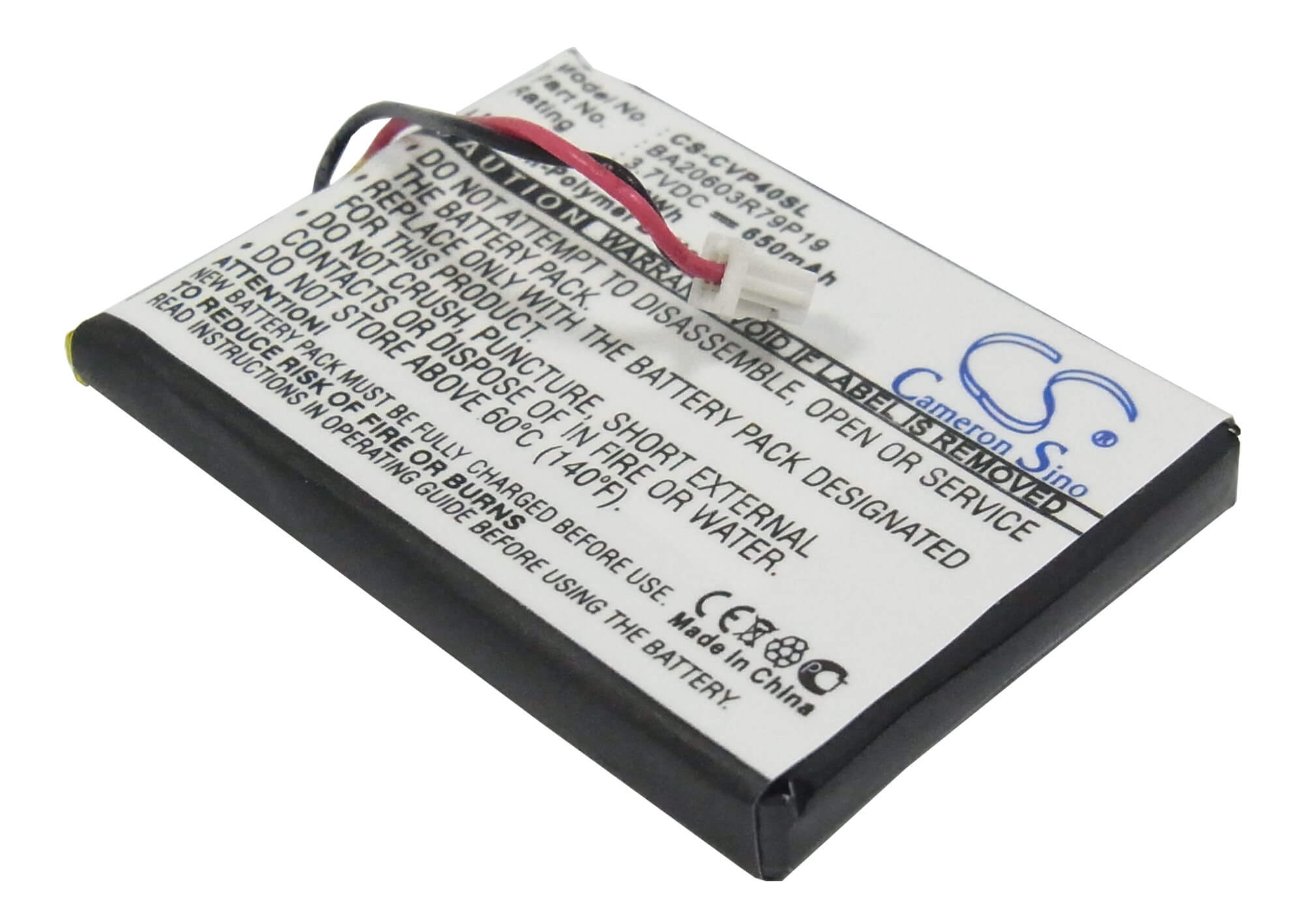 3.7V, 650mAh, Li-Polymer Battery fits Creative, Dap-fl0040, V, 2.405Wh