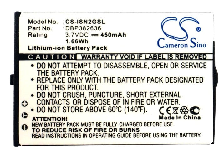 3.7V, 450mAh, Li-ion Battery fits Insignia, Ns-da1g, Ns-da2g 1gb, 1.665Wh