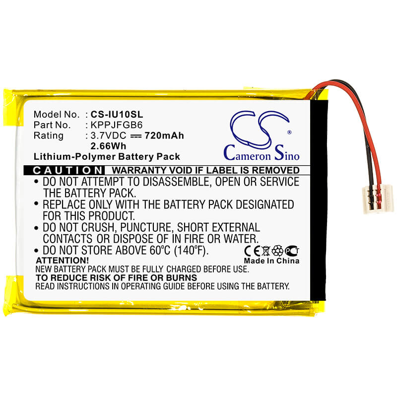 3.7V, 720mAh, Li-Polymer Battery fits Iriver, Clix 2gb, Clix 4gb, 2.664Wh