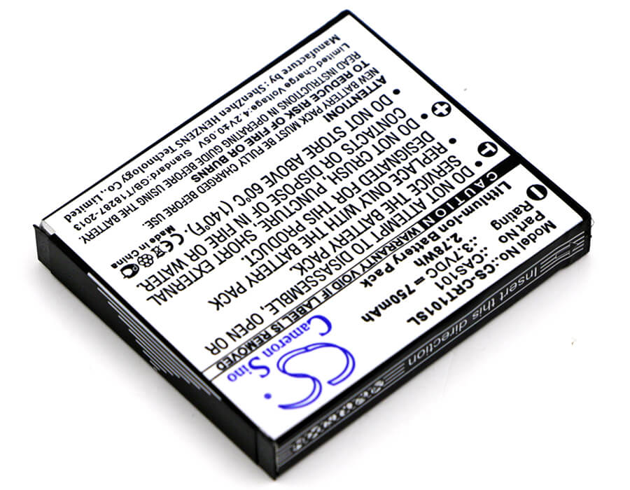 3.7V, 750mAh, Li-ion Battery fits Creative, Vado, Vado Pocket Hd, 2.775Wh