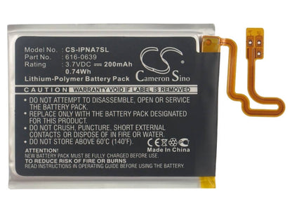3.7V, 200mAh, Li-Polymer Battery fits Apple, A1446, Ipod Nano 7, 0.74Wh