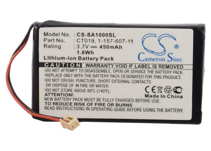 3.7V, 450mAh, Li-ion Battery fits Sony, Nw-a1000, Nw-a1200, 1.665Wh