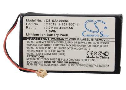 3.7V, 450mAh, Li-ion Battery fits Sony, Nw-a1000, Nw-a1200, 1.665Wh