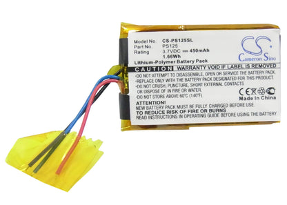 3.7V, 450mAh, Li-Polymer Battery fits Philips, Gogear Sa3115, Gogear Sa3125, 1.665Wh