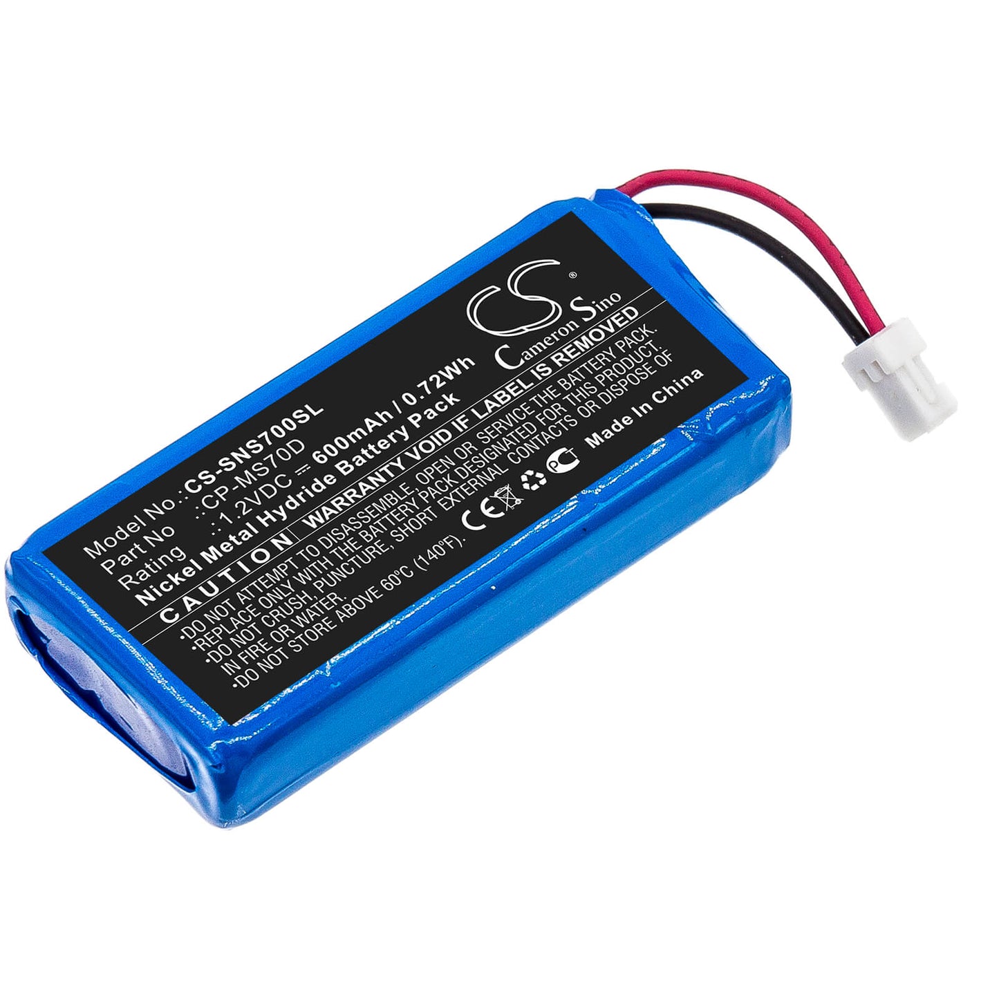 1.2V, 600mAh, Ni-MH Battery fits Sony, Nw-ms90d, Walkman Nw-ms70d, 0.72Wh