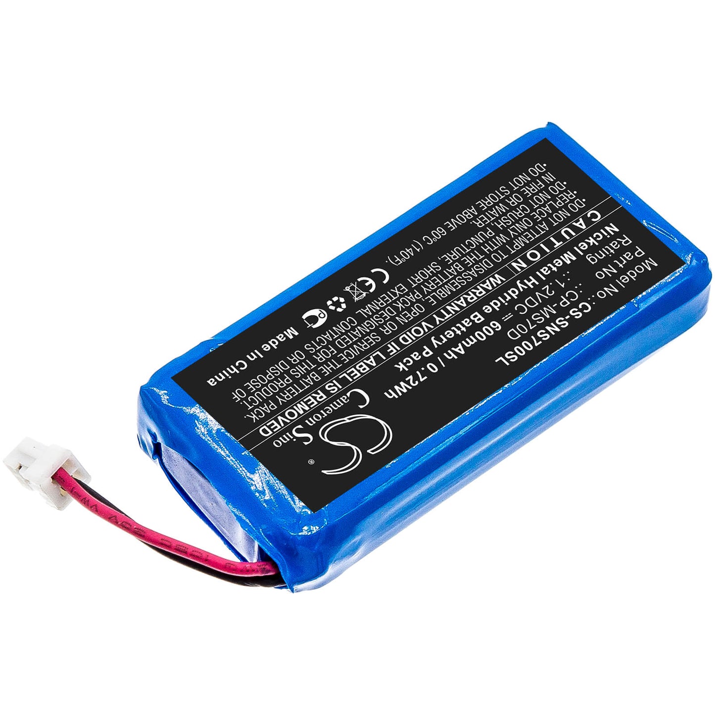 1.2V, 600mAh, Ni-MH Battery fits Sony, Nw-ms90d, Walkman Nw-ms70d, 0.72Wh