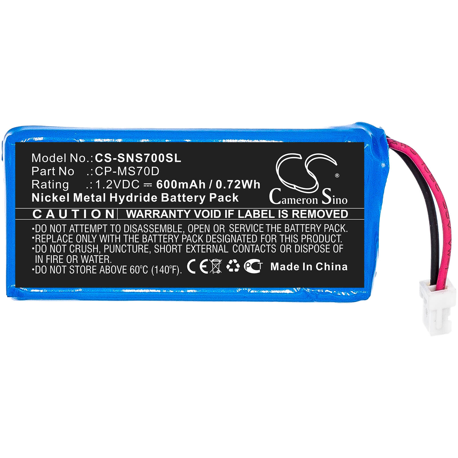 1.2V, 600mAh, Ni-MH Battery fits Sony, Nw-ms90d, Walkman Nw-ms70d, 0.72Wh