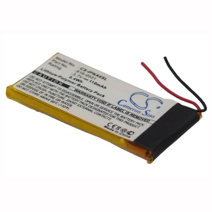 3.7V, 110mAh, Li-Polymer Battery fits Apple, Ipod Nano 6th, Ipod Nano 6th Generation, 0.407Wh