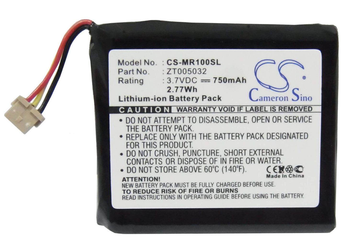 3.7V, 750mAh, Li-ion Battery fits Olympus, Mrobe Mr-100, 2.775Wh