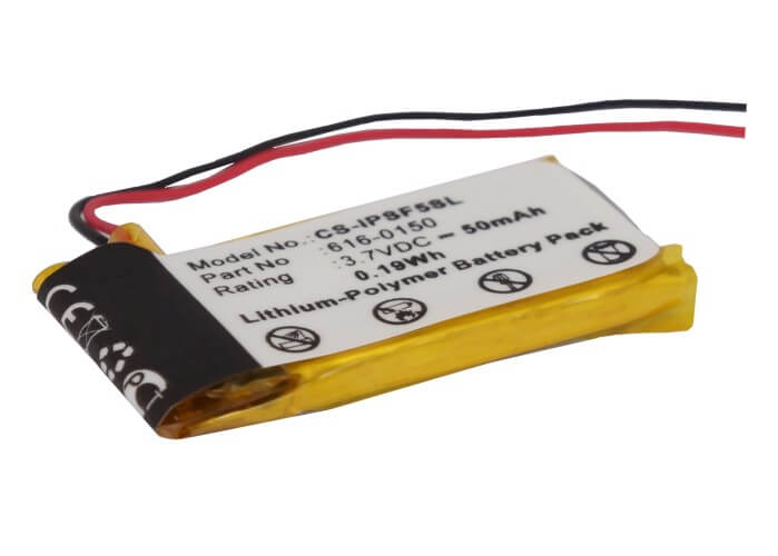 3.7V, 50mAh, Li-Polymer Battery fits Apple, Ipod Shuffle 4th, Ipod Shuffle 5th, 0.185Wh