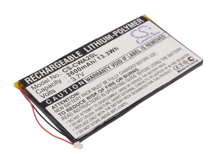 3.7V, 3600mAh, Li-Polymer Battery fits Cowon, Pmp A2 20gb, Pmp A2 30gb, 13.32Wh