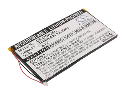 3.7V, 3600mAh, Li-Polymer Battery fits Cowon, Pmp A2 20gb, Pmp A2 30gb, 13.32Wh