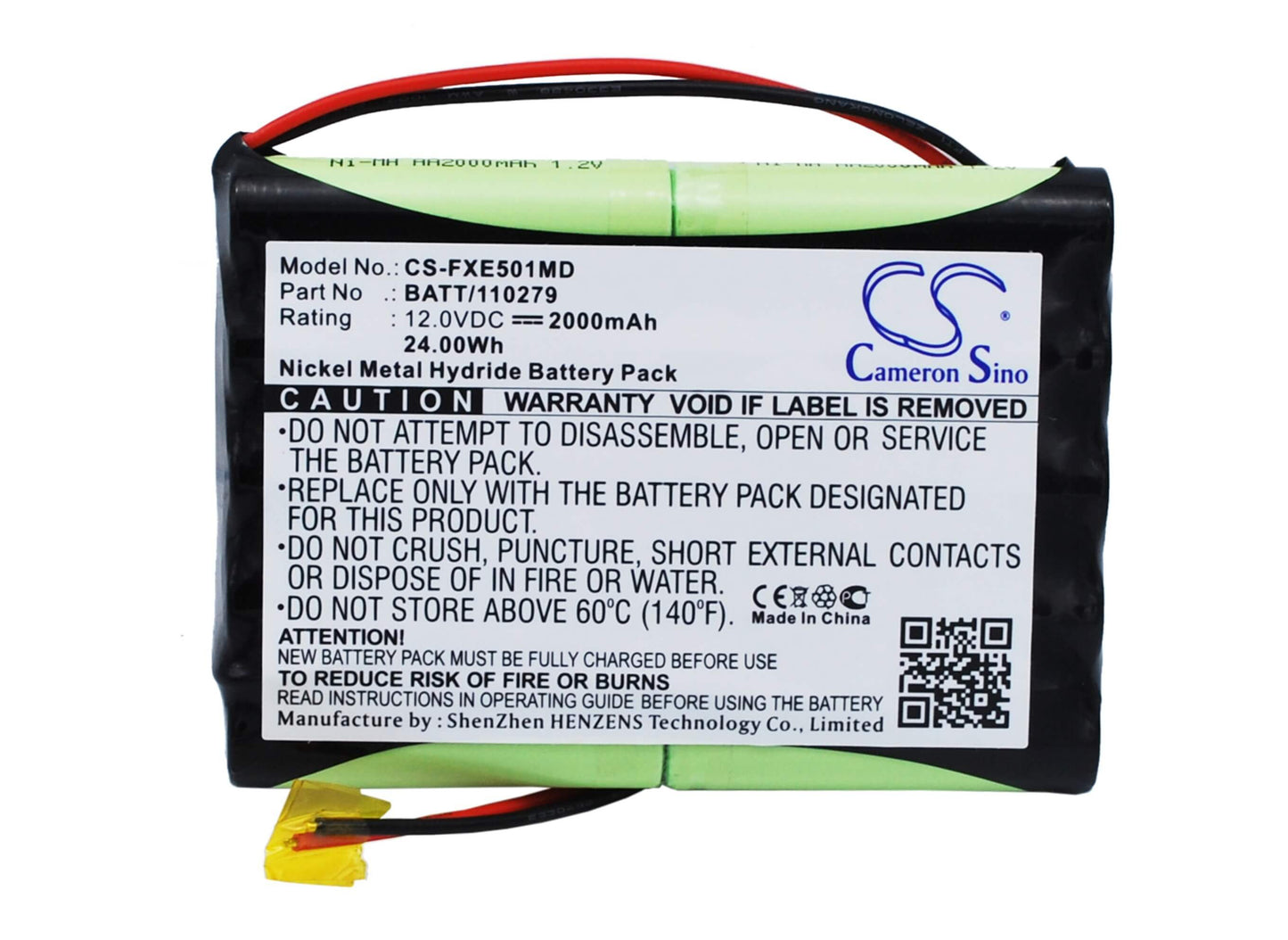 12.0V, 2000mAh, Ni-MH Battery fits Fukuda, Cardisuny Me501bx Ecg Analyzer, 24Wh