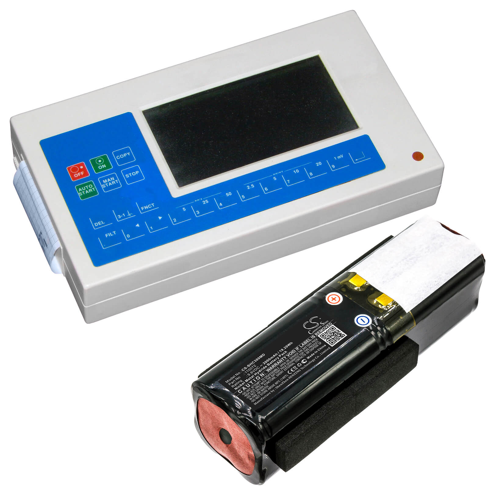 9.6V, 2000mAh, Ni-MH Battery fits Schiller, At3 Ekg, 19.2Wh