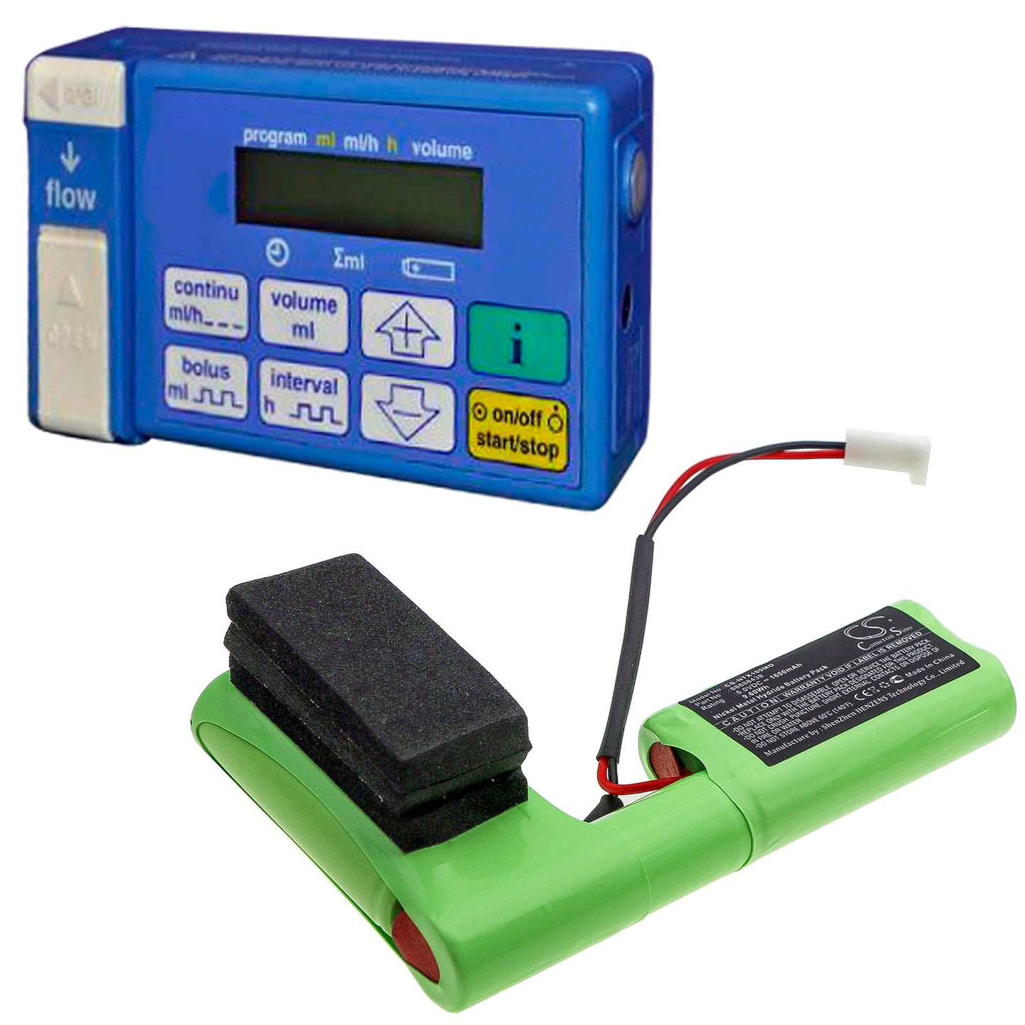 6.0V, 1600mAh, Ni-MH Battery fits Nutricia, Feeding Pump Flocare Micromax, Micromax 100, 9.6Wh