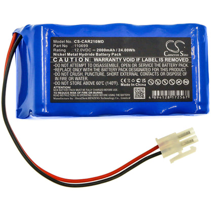 12.0V, 2000mAh, Ni-MH Battery fits Cardioline, Ecg Ar2100 View, 24Wh