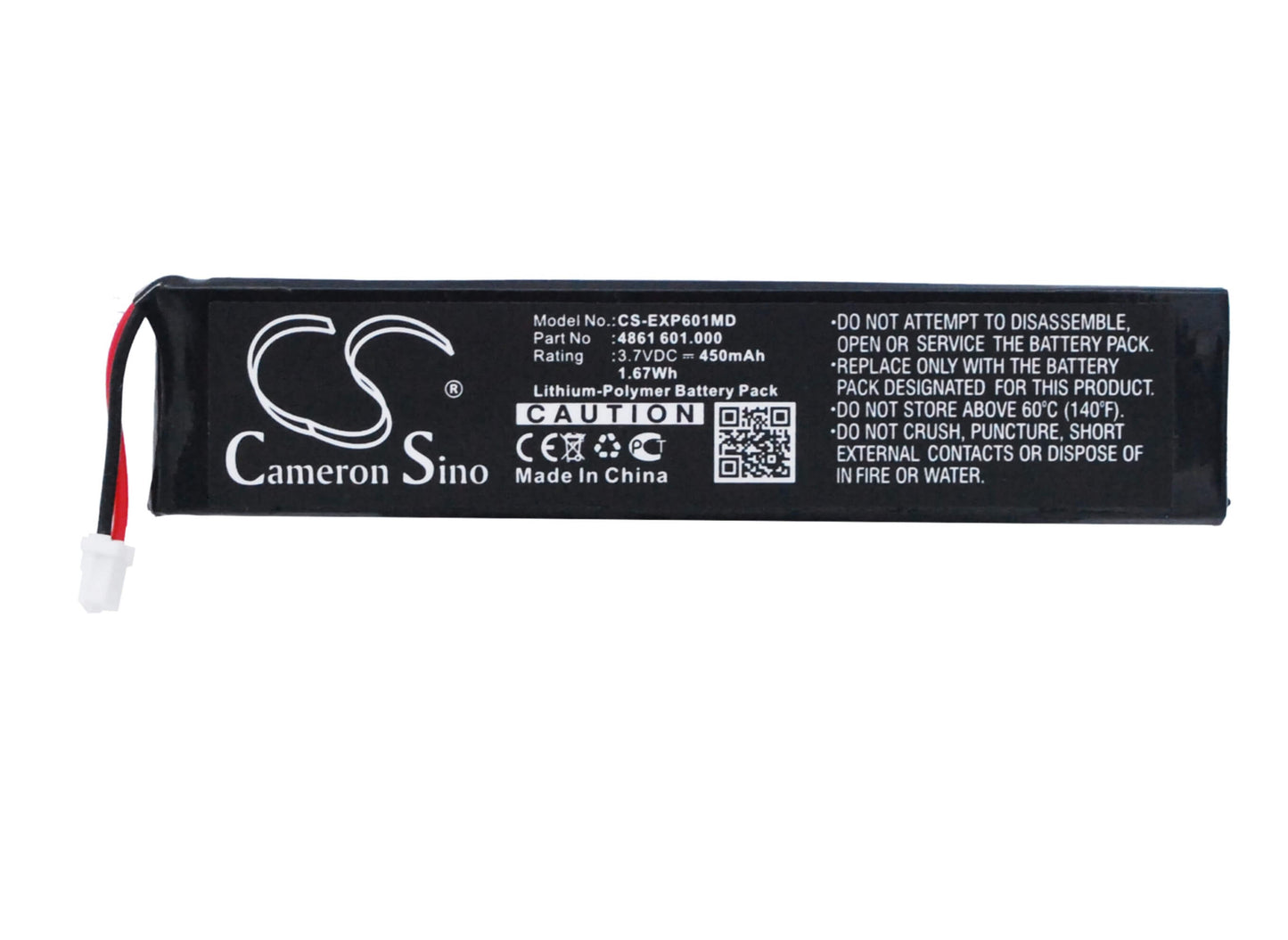 3.7V, 450mAh, Li-Polymer Battery fits Eppendorf, Xplorer, Xplorer Plus, 1.665Wh