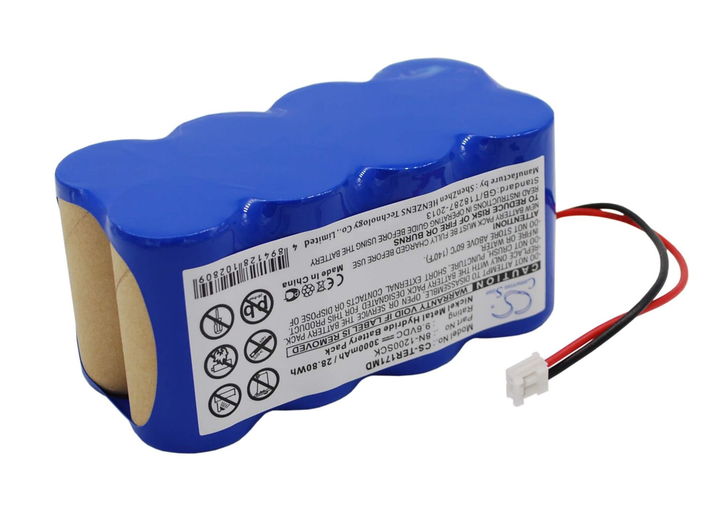 9.6V, 3000mAh, Ni-MH Battery fits Terumo, Infusion Pump Te-171, Infusion Pump Te-172, 28.8Wh