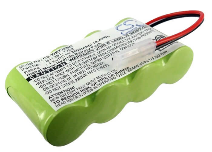 4.8V, 3000mAh, Ni-MH Battery fits Welch-allyn, 12000, 72240, 14.4Wh