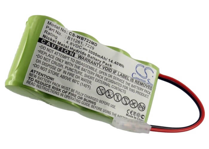 4.8V, 3000mAh, Ni-MH Battery fits Welch-allyn, 12000, 72240, 14.4Wh